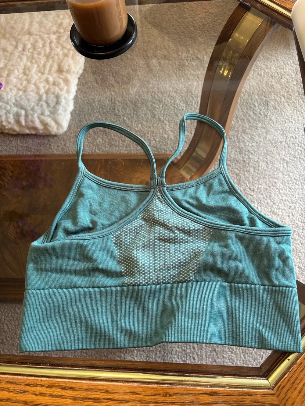 Nike Teal Seamless Sports Bra with White Accent